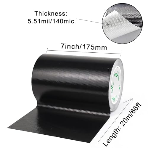 BOMEI PACK Adhesive Black Aluminum Foil Heat Shield Tape Barrier 7in x 66ft, Fiberglass Thermal Insulation Reflective Material High Temp Protection 1 Pack - size: 7inch x 66ft