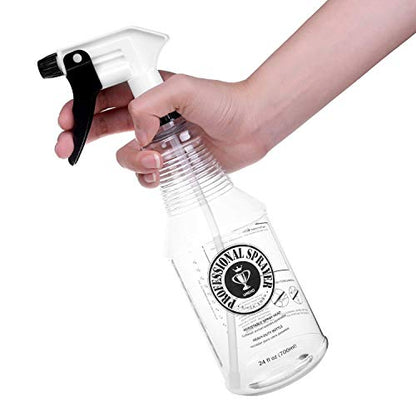 Plastic Spray Bottle 24 oz, 3-Pack for Cleaning, Car Detailing, Planting | Heavy-Duty Empty Sprayer Bottles, Leak-Proof, Better Trigger, Measurements, All-Purpose with Measurements & Adjustable Nozzle