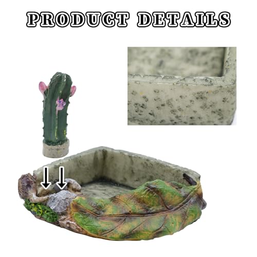 Hermit Crab Accessories, Resin Cactus Dish for Food or Water, Hermit Crab Water Bowl, Habitat Tank Accessories for Gecko, Hermit Crabs, Frog and Other Small Reptile