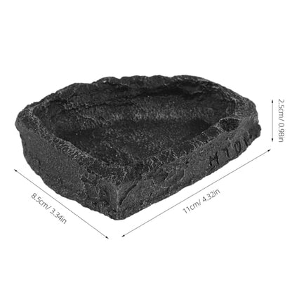 HANABASS Reptile Feeder Water Bowl 4.33X3.34X0.98 Inch Durable Resin Feeding Dish for Lizards Tortoises Amphibians Terrarium Use