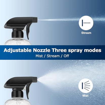 Veco 300mL (10oz) 360° Spray Bottles, 2-Pack — Adjustable Nozzle, Leak-Resistant spray bottles for Cleaning, Plants, Hair & Pet Use + Foldable Funnel - size: 10oz