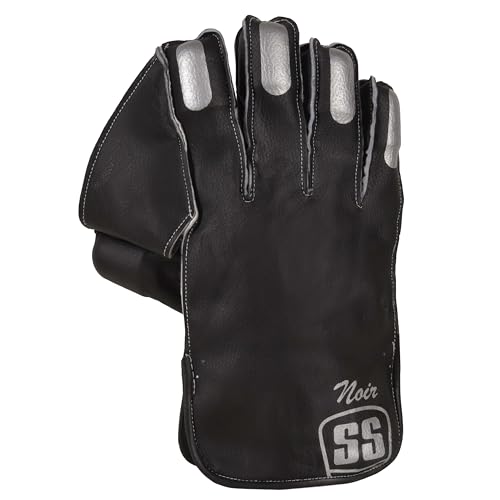 SS Noir Premium Cricket Wicket Keeping Gloves and Inner Gloves Included Combo - Youth Size, (Color Choice - White or Black)