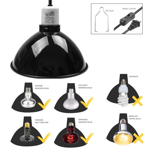 Reptile Light Fixture, 8.5'' Reptile Dome for Reptile Light/Heat Lamp/Ceramic Heat Emitter, 1-Pack 8.5 Inch Standard Light Dome - size: 8.5'' Standard Dome