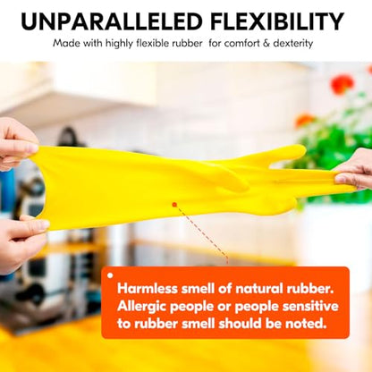 Vgo... Latex Reusable Household Gloves,Cleaning Gloves,Long Cuff (HH4601,M) | yellow,extra Thickness,kitchen,dishwashing,household,painting,gardening,pet care,car washing,bathroom,hair dyeing,laundry - color: Yellow, size: Medium