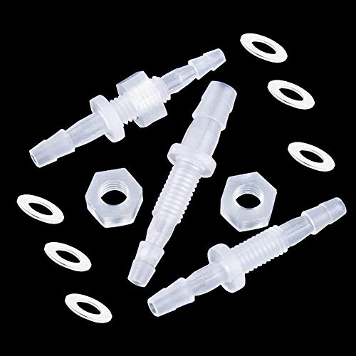 1/2” Thru-Bulk Bulkhead Plastic Hose Barb Fittings Union Adapter Fittings for Aquarium Fuel Gas Liquid Air with washers -Pack of 3 - color: 3 pcs, size: 1/2 Inch