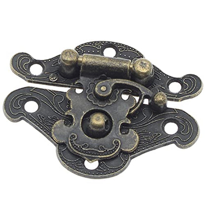 1 Pcs Antique Hasp Latch and 2 Pcs Butterfly-Shape Hinges Decorative Lock Buckle with Matching Screws[FDXGYH,Bronze] - color: Bronze