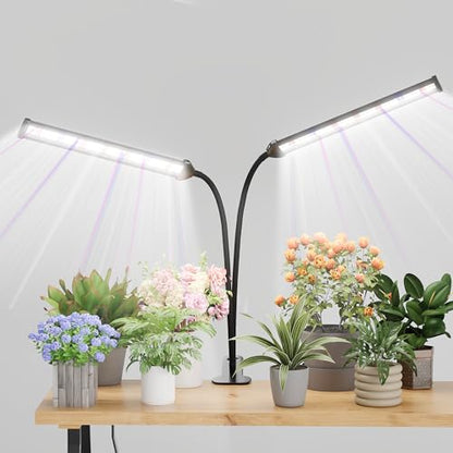 Grow Light,24W (160Watts Equiv) 5000K White Full Spectrum LED Growing Lamp Clip on Desk for Indoor Plants,Bulbs Replaceable & Non-dimmable (Black, 80Watts) - size: 80Watts