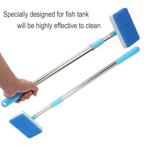 Yamibobo Long Handle Fish Tank Sponge Brush Extendable Aquarium Fish Tank Cleaning Set for Glass, Fish Tank Sponge Cleaner with 1 Sponge Pad