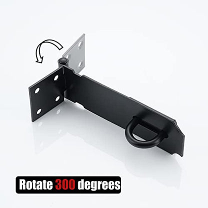 JQK Door Hasp Latch Lock, 5 Inch 304 Stainless Steel Safety Packlock Clasp Thickness 1.9 mm, Matte Black, DL130-PB - size: 5Inch-Black