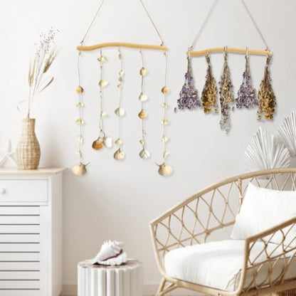 2 Pack 15" Natural Driftwood Wall Hooks, Farmhouse Jewelry Organizer | Set of 2 rustic hanging branch organizers, for necklaces bracelets earrings, wall decor for bedroom bathroom entryway