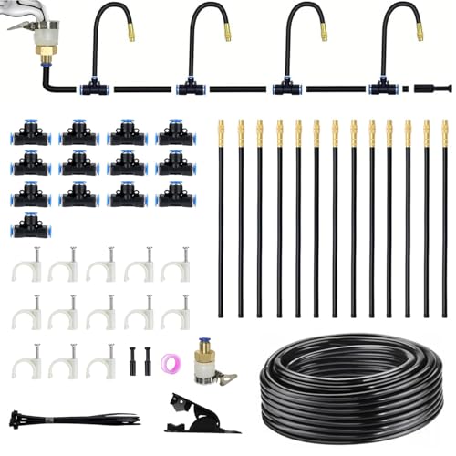40 FT Drip Irrigation System 5/16 Inch Tubing with 13 Nozzles, Automatic Watering Misting System, Adjutable Sprinkler for Garden, Lawn, Plants, and Raised Bed - size: 40FT