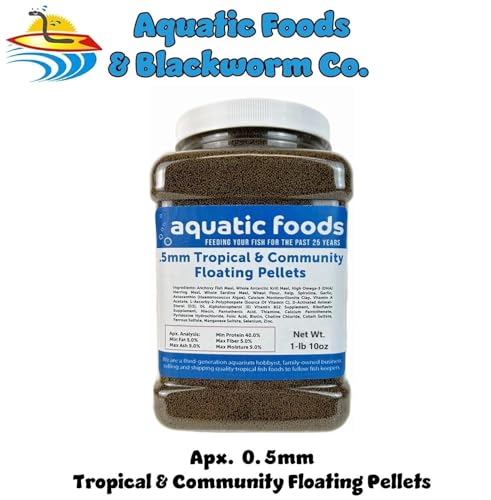 0.5mm - 1/64" Tropical & Community Fish Floating Pellets... 1-lbs 10oz Jar | 0.5mm - 1/64" Tropical & Community Fish Floating Pellets For Tetras, Guppies, Angel Fish, Small Cichlids, Goldfish, Tropicals - size: 1.63 Pound (Pack of 1)