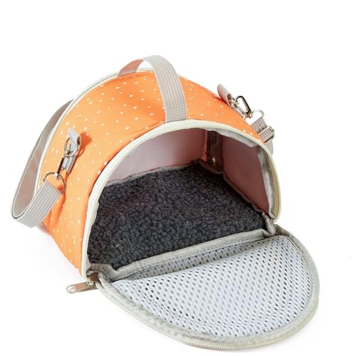 Portable Hamster Guinea Pig Backpack Carrier Transport Cage Reptile Travel Bag Small Pet Rabbit Bearded Dragon Outdoor Supplies(Orange)