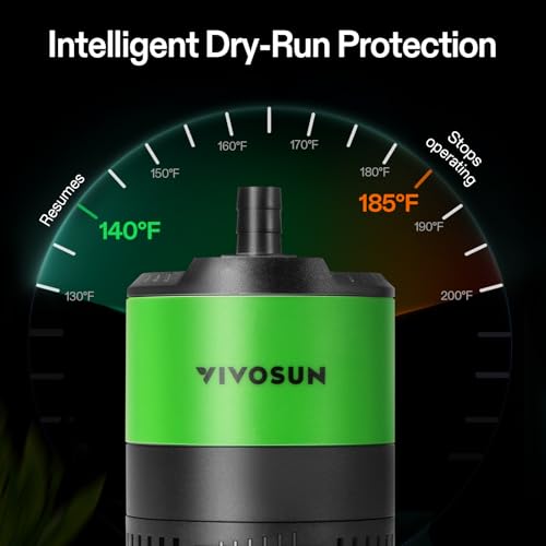 VIVOSUN 210GPH Sub Water Pump for Fish Tank, Pond, Aquarium, Hydroponics | 10W Submersible Water Pump, with Adjustable Flow, 4.9ft Tubing, Additional Ceramic Shaft, and Outlet Adapters, for Fountains - size: 5"×4"-210