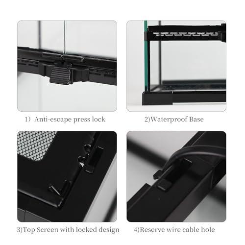 Reptile Glass Tank 18"*14"*14" Terrarium Habitat with Double Front Opening Door and Top Screen Ventilation for Bearded Dragon,Lizard,Leopard Gecko,Snake,Hermit Crab,Turtle - size: 18x14x14inch