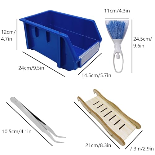 Reptile Digging Box Plastic Leopard Gecko Burrowing Habitat Hide Box with Wooden Ladder Compatible with Terrariums Tailored for Juvenile Bearded Dragons and Snake in Compact Setups (Blue) - color: Blue