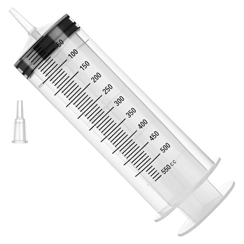 500mL Plastic Syringe for Liquid - Large Syringes with Adapter for Scientific Labs, Feeding, Oil Filling, Individually Wrapped, 1 Pack - style: 500mL