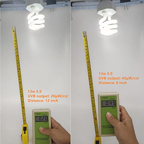 Leoterra 13W UVB 5.0 Light Perfect for Chameleons and Tree Frogs - Tropical UVA UVB Lamp E26 Compact Fluorescent Terrarium Bulb - size: 13w 5.0