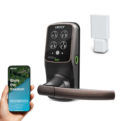 Lockly Secure Pro Wi-Fi Smart Lock with Handle | Keypad Keyless Entry Door Lock with Fingerprint,App Remote Control, Works with Alexa and Google, Auto Lock - color: Venetian Bronze