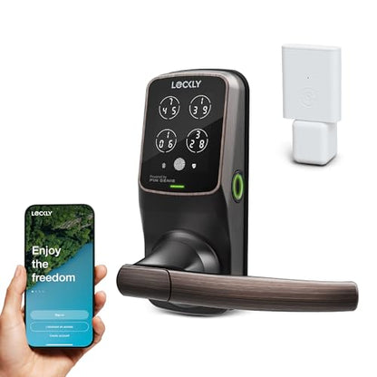 Lockly Secure Pro Wi-Fi Smart Lock with Handle | Keypad Keyless Entry Door Lock with Fingerprint,App Remote Control, Works with Alexa and Google, Auto Lock - color: Venetian Bronze