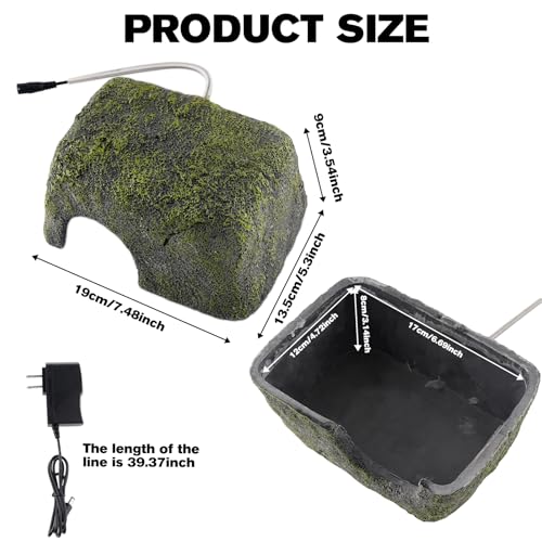 Reptile Heated Rock Bearded Dragon Basking Platform with Hide Cave,12V Thermostatic Heat Rocks Reptiles Habitat Decor Accessories for Lizard Gecko Tortoise Snake
