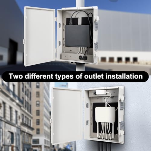 Namunanee Outdoor Electrical Junction Box with High Power Outlet, ABS Water Resistant Enclosure with Internal Mounting Panel & Hinged Cover. (18.1" H* 12.6" L* 4.3" W & Outlet) - size: 18.1"H x 12.6"L x 4.3"W & Outlet
