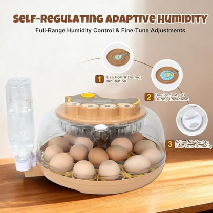 Nest III - 18 Egg Incubator for Hobbyists, Dual-Size Egg Trays, Multi-Level Adaptive Humidity & Temp Control, Custom Incubation Days, Auto Turning & Auto Stop, Integrated Digital Display, Candler - size: 18 Egg [Brown Hen]