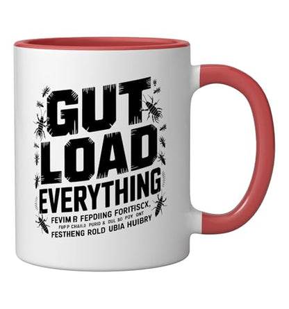 Veiled Chameleon Keeper Gut Loading Feeder Insects Insect Ceramic Mug, Red/White - color: Red/White