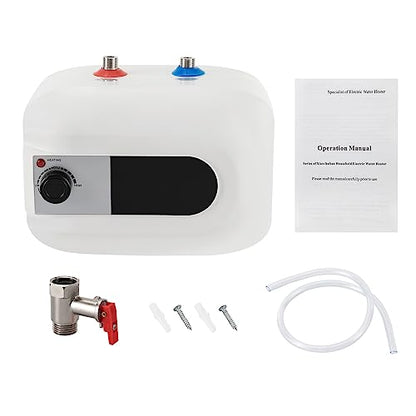 Electric Mini Tank Water Heater 1.5kw, 1.6Gal Under Sink Water Heater | Fast Heating | Adjustable Range from 86-149°F | Ideal for Sinks, Kitchens, Bathrooms, and Rvs | 9.06''L* 9.06''W *12.8''H