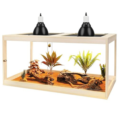 Retile Tank,Bearded Dragon Tank,Lizard Tank with Metal Mesh Roof Door, Acrylic Panel Snake Tank with Lock Design,Oak,60Gallons - color: Oak, size: 60 Gallons