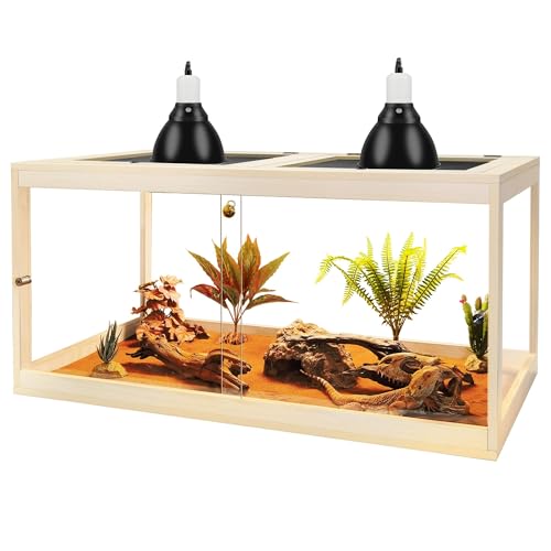 Retile Tank,Bearded Dragon Tank,Lizard Tank with Metal Mesh Roof Door, Acrylic Panel Snake Tank with Lock Design,Oak,60Gallons - color: Oak, size: 60 Gallons