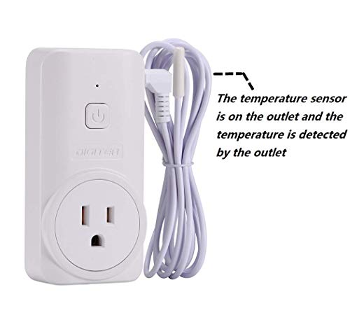 Digital WTC200 Wireless Thermostat Plug-in Temperature Controller Outlet, Remote Temp Controller, Thermometer Heating Cooling Mode for Fan Heater Greenhouse Home Brew Reptile - White