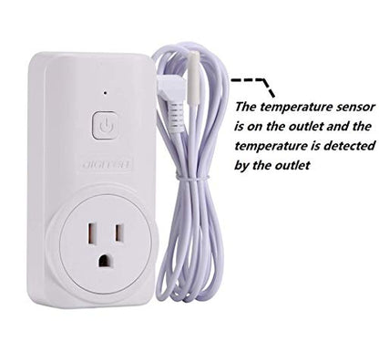 Digital WTC200 Wireless Thermostat Plug-in Temperature Controller Outlet, Remote Temp Controller, Thermometer Heating Cooling Mode for Fan Heater Greenhouse Home Brew Reptile - White
