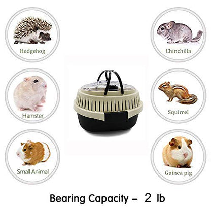 Black Travel Small Animals Hamster Hedgehog Guinea Pig Cage Carrier for Hamsters Hedgehogs Ferret Bird Parrot Guinea Pig Travel Carrier Cage with Handle Breathable Small Animal Guinea Pig Cage Carrier - color: Black