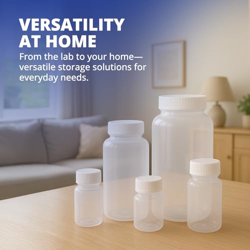 United Scientific™ Polypropylene Sample Bottles with Lids, 500ml, 144-Pack | 16 oz Bottles with Lids, BPA-Free, RoHS Compliant, Leakproof Seal Ring, -40°C to 121°C Range, Wide Mouth Reagent Bottle - size: 16 oz (Pack of 144)