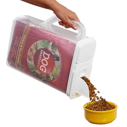 Buddeez Pet Food Storage Container 8 Quart Capacity Bird Seed Container | 8qt, keeps kibble fresh, durable, easy-pour lid, dog food container with handle, buddeez containers - color: White Lid, size: 1 Pack (8 Quart)