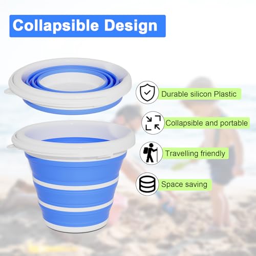 GOLDFOX Collapsible Bucket-10L (2.6 Gallon) Bucket for Cleaning with Handle-Folding Foldable Portable Plastic Water Supplies,Collapsible Bucket for Car Wash Camping Garden - Blue - color: Blue