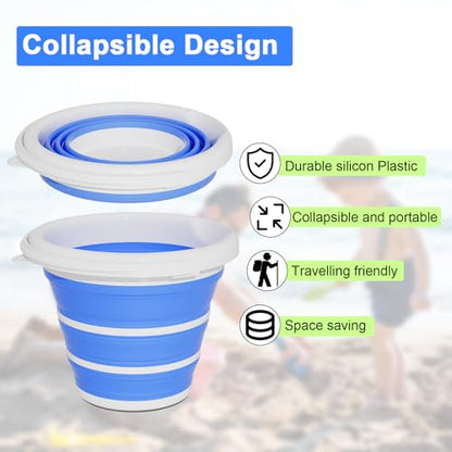 GOLDFOX Collapsible Bucket-10L (2.6 Gallon) Bucket for Cleaning with Handle-Folding Foldable Portable Plastic Water Supplies,Collapsible Bucket for Car Wash Camping Garden - Blue - color: Blue