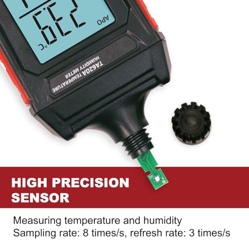 Handheld Hygrometer Temperature Humidity Meter, Digital Thermometer with Humidity Sensor for Indoor Outdoor Measuring - Large LCD Backlit, Data Hold, MIN/MAX