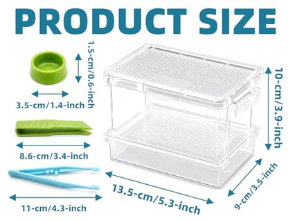 Cricket Keeper – Insect Breeding Box with Feeding Door for Crickets, Dubia Roaches, Mealworms, Transparent Ventilated Cage, Easy Clean Critter Keeper for Reptiles, Live Feeder Insect Container