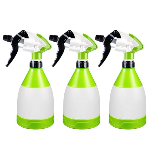 360° Trigger Heavy Duty Spray Bottle 17OZ, Leak Free, 3 PCS | Acid& Chemical Resistant, Adjustable Nozzle, Double Mist Trigger Sprayer, Perfect for Car Cleaning and Detailing - size: 3 PCS