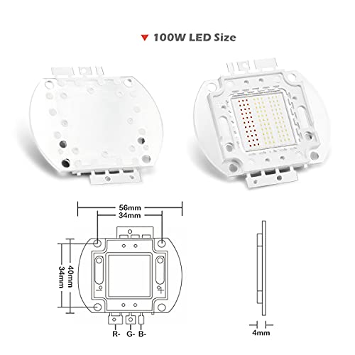 CHANZON High Power Led Chip 100W RGB Common Anode | (600mA - 700mA for Each Color) Multicolor Super Bright Intensity SMD COB Light Emitter Component Diode Bulb Bead DIY Lighting - color: Q) Rgb