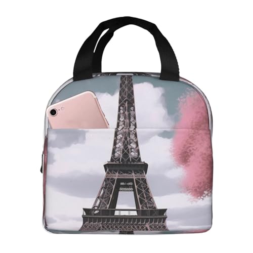 Insulated Lunch Bag Eiffel Tower Lunch Box for Women Men Reusable Leakproof Lunch Cooler Bag for Office Picnic - color: Eiffel Tower