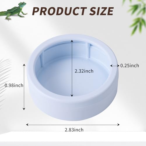 6 Pack Anti-Escape Reptile Food Dish Bowls, Plastic Worm Water Dish | Mealworm Feeder Cups for Small Gecko, Lizards, Bearded Dragon, Chameleon 2.83" W x 2.83" D x 0.98" H, 3 Colors