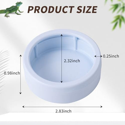 6 Pack Anti-Escape Reptile Food Dish Bowls, Plastic Worm Water Dish | Mealworm Feeder Cups for Small Gecko, Lizards, Bearded Dragon, Chameleon 2.83" W x 2.83" D x 0.98" H, 3 Colors