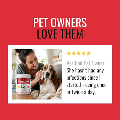 NOVEHA Pet Wipes - Formulated Pet Wipes - for Facial and Finger Folds, Underarms - 3" x 2" Size (300 Counts) - size: 300 Topical Wipes