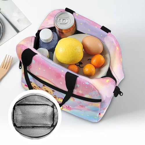 Capybara Kids Lunch Bag : Rainbow Lunch Box Main Compartment Fits Snacks- Keeps Cool- Good for Capybara Cafe, School & Summer Travel - color: Capybara Rainbow