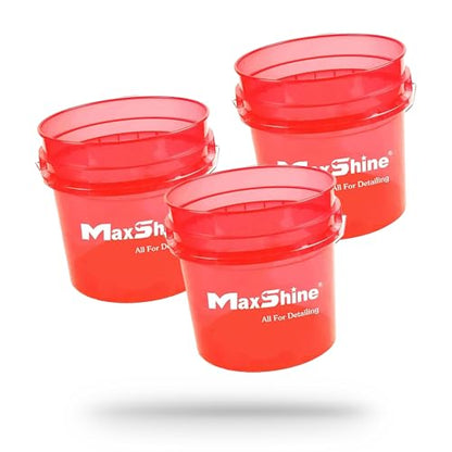 Maxshine 3.5 Gallon Universal Detailing Bucket – Car Wash Bucket for Scratch-Free Washing – Garage Storage & Auto Detailing Tool Holder – Holds Soap, Foam Cannon, Brushes, & More (3-Pack, Red) - color: 3.5g Bucket (3-pack, Red)