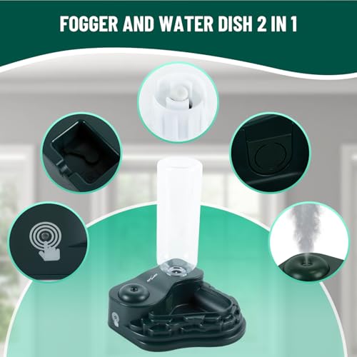 REPTI ZOO Water Feeder and Fogger, 2 in 1 Reptile Humidifier with Water Bowl, Automatic Water Dispenser for Chameleon Frog Lizard Gecko