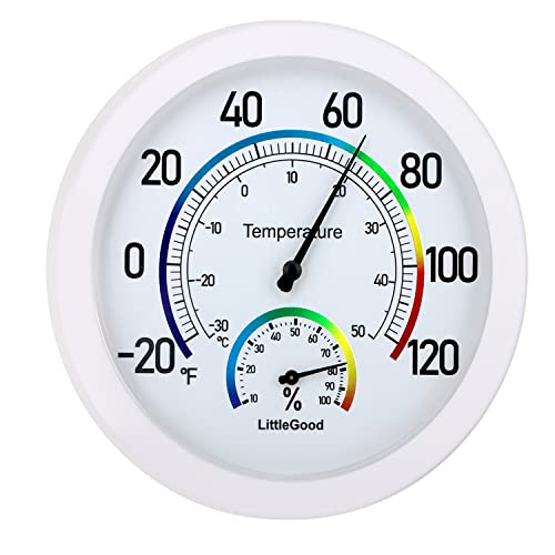 6" Thermometer Indoor with Humidity Gauge - Wall Thermometer/Hygrometer for Home Decorative, Updated Analog Dial Temperature Humidity Monitor for Room Temp